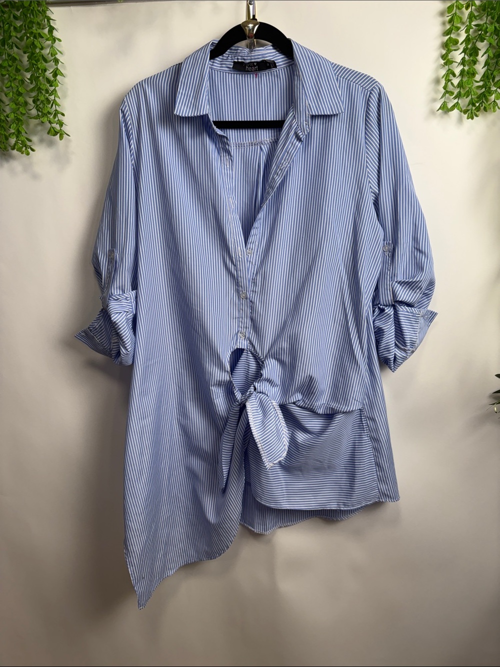 Paper Heart Blue & White Striped Button-Down Shirt
